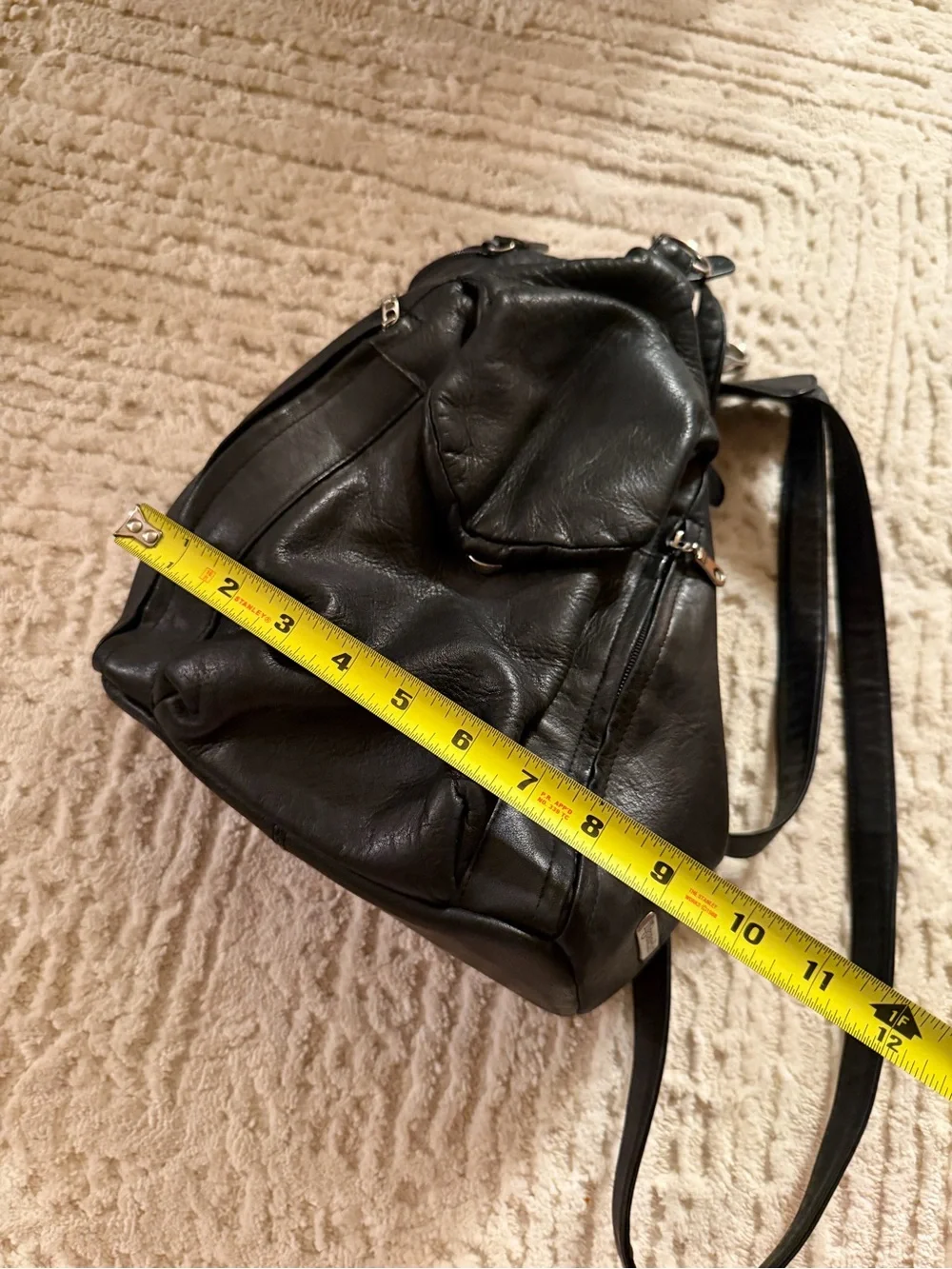 Tignanello black leather backpack purse convertible